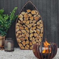 Ivyline Leaf Arch Sculptural Log Storage Natural Rust H125cm W71cm in Brown