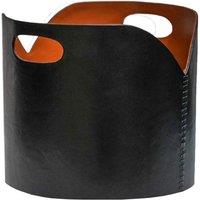 Ivyline Black Faux Leather Log Bucket H30cm W40cm | On trend design | Premium Quality | Matching Companion Set Available