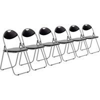 Harbour Housewares 6x Padded Folding Chairs Metal Frame Easy Store Portable Folding Seats in Black