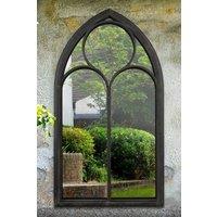 MirrorOutlet 'Somerley' Chapel Arch Large Black Garden Wall Mirror 150cm x 81cm | Size: 150 cm x 81 cm