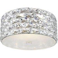 Netlighting Aruba 4 Light LED Flush Ceiling Light Chrome Crystal Ceiling Light in Grey