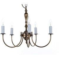 Netlighting Solar Antique Brass 5 Arm Chandelier in Yellow