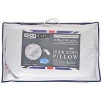 Homescapes White Duck Down Pillow Soft, Supportive & Hypoallergenic