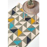 Homescapes Copenhagen Cotton Geometric Scandi Printed Rug | Size: 160 cm x 230 cm