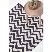 Homescapes Casablanca Handwoven Cotton Kilim Rug in Dark Blue | Size: 90 cm x 150 cm