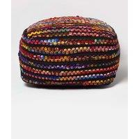 Homescapes Folk Woven Bean Filled Pouffe Cube Square