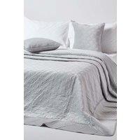Homescapes Luxury Quilted Velvet Bedspread Geometric Pattern Throw in Grey | Size: Double