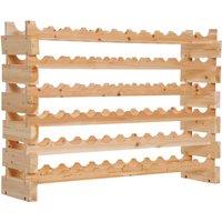 HOMCOM 72 Bottle Shelf Wine Rack Holder Standing Holds Storage Pine Wood Cellar in Light Brown | Size: Small