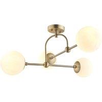 Netlighting 'COSENZA' Stylish Dimmable Indoor 4 Light Semi Flush Ceiling Pendant in Yellow