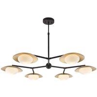 Netlighting 'TIVOLI' Dimmable Stylish Indoor 6 Light Glass Semi Flush Ceiling Lamp in Gold