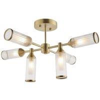 Netlighting 'TRIESTE' Stylish Dimmable Indoor 6 Light Semi Flush Ceiling Lamp in Yellow