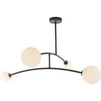 Netlighting 'ROVIGO' Dimmable Indoor Stylish 4 Light Semi Flush Glass Ceiling Lamp in Black