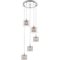 Netlighting Laure 5 Light Chrome Spiral Light Cluster Pendant Ceiling Light in Grey