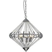 Netlighting Gerda 5 Light Chrome Ceiling Pendant Wire Frame Pendant Ceiling Light in Grey