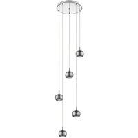 Netlighting Deni 5 Light Chrome Ceiling Spiral Pendant Cluster Pendant Ceiling Light in Grey