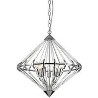 Netlighting Gerda 7 Light Chrome Ceiling Fitting Wire Frame Pendant Ceiling Light in Grey