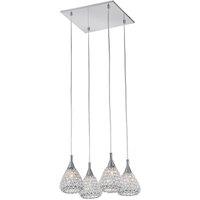 Netlighting Simone 4 Light Chrome Ceiling Square Pendant Cluster Pendant Ceiling Light in Grey