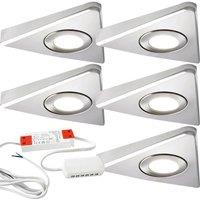 Loops 5x BRUSHED NICKEL Triangle Surface Under Cabinet Kitchen Light & Driver Kit - Natural White LED in Metallics