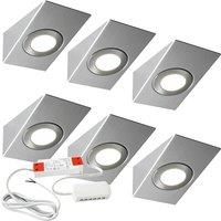 Loops 6x BRUSHED NICKEL Wedge Surface Under Cabinet Kitchen Light & Driver Kit - Natural White LED in Metallics