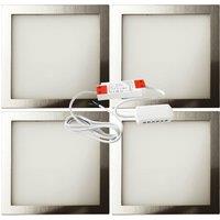 Loops 4x BRUSHED NICKEL Ultra-Slim Square Under Cabinet Kitchen Light & Driver Kit - Warm White LED in Metallics