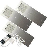 Loops 3x ALUMINIUM Ultra-Slim Rectangle Under Cabinet Kitchen Light & Driver Kit - Natural White LED