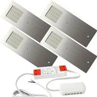 Loops 4x ALUMINIUM Ultra-Slim Rectangle Under Cabinet Kitchen Light & Driver Kit - Natural White LED