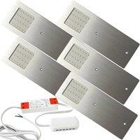 Loops 5x ALUMINIUM Ultra-Slim Rectangle Under Cabinet Kitchen Light & Driver Kit - Natural White LED