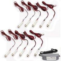 Loops ROUND LED Plinth Light Kit 10x COOL WHITE Spotlight Kitchen Bathroom Floor Panel