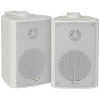 Loops SMART HOME Bluetooth Amplifier & 2 White Wall Mount Speaker Kit Compact HiFi Amp