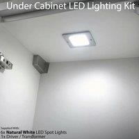 Loops 6x ALUMINIUM Ultra-Slim Square Under Cabinet Kitchen Light & Driver Kit - Natural White LED