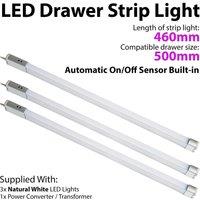 Loops 3x 500mm LED Drawer Strip Light AUTO ON/OFF PIR SENSOR Kitchen Cupboard Door