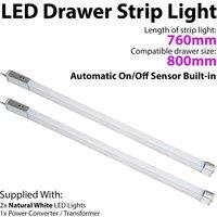 Loops 2x 800mm LED Drawer Strip Light AUTO ON/OFF PIR SENSOR Kitchen Cupboard Door