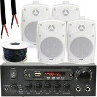 Loops Outdoor Bluetooth Speaker Kit 4x 60W White Stereo Amplifier Garden BBQ Parties