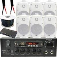Loops Outdoor Bluetooth Speaker Kit 6x 60W White Stereo Amplifier Garden BBQ Parties