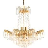 Loops Hanging Ceiling Pendant Light GOLD & GLASS 9 Light Chandelier Lamp Bulb Fitting in Clear