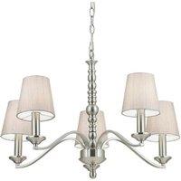 Loops Hanging Ceiling Pendant Light SATIN NICKEL 5x Shade Lamp Bulb Holder Fitting in Metallics