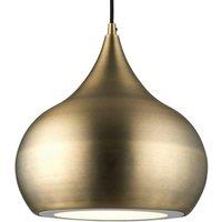 Loops LED Ceiling Pendant Light 18W Cool White Bulb Matt Brass Hanging Dome Shade