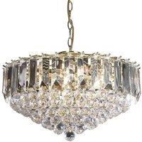 Loops 6 Light Chandelier Pendant BRASS & CLEAR Shade Hanging Ceiling Feature Lamp Bulb in Metallics