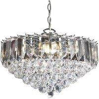 Loops 6 Light Chandelier Pendant Chrome Clear Shade Hanging Ceiling Feature Lamp Bulb