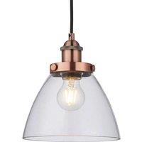 Loops Hanging Ceiling Pendant Light COPPER & GLASS Shade Industrial Lamp Bulb Holder