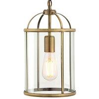 Loops Hanging Ceiling Pendant Light Brass & Glass Lantern Box Shade Lamp Bulb Holder in Clear