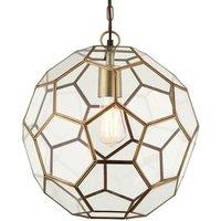 Loops Hanging Ceiling Pendant Light Antique Brass & Glass Modern Ball Lamp Bulb Holder in Clear