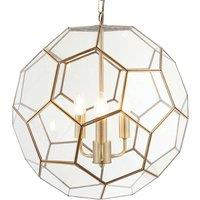 Loops Multi Light Ceiling Pendant 3 Bulb ANTIQUE BRASS & GLASS Large Modern Lamp Shade in Clear
