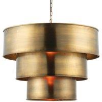 Loops Hanging Ceiling Pendant Light AGED BRASS 3 Ring Metal Shade Lamp Bulb Holder in Metallics