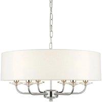 Loops Multi Light Ceiling Pendant 6 Bulb NICKEL & WHITE Chandelier Large Shade Lamp in Metallics