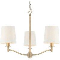 Loops Multi Light Ceiling Pendant 3 Bulb ANTIQUE BRASS & WHITE Chandelier Lamp Shade