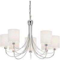 Loops Multi Light Ceiling Pendant 7 Bulb Chrome & White Shade Chandelier Modern Lamp