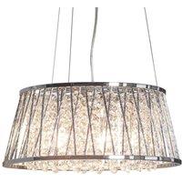 Loops Multi Light Ceiling Pendant 5 Bulb Chrome & Large Crystal Shade Modern Lamp