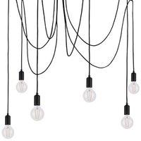 Loops Multi Light Ceiling Pendant 6 Bulb Matt Black Industrial Adjustable Hang Hook