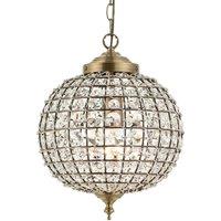 Loops Hanging Ceiling Pendant Light Antique Brass Glass Round Metal Lamp Shade Holder in Clear